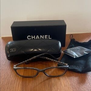 CHANEL Black Eyewear with Silver Accents